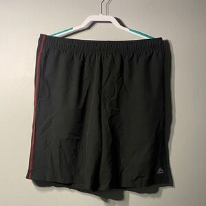 Reebok Men's Dark Black Shorts with Red Accent Size Large
